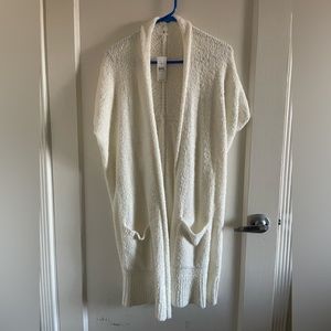 Lou & Grey Fluffy Cloud Pocket Open Cardigan, White, Small